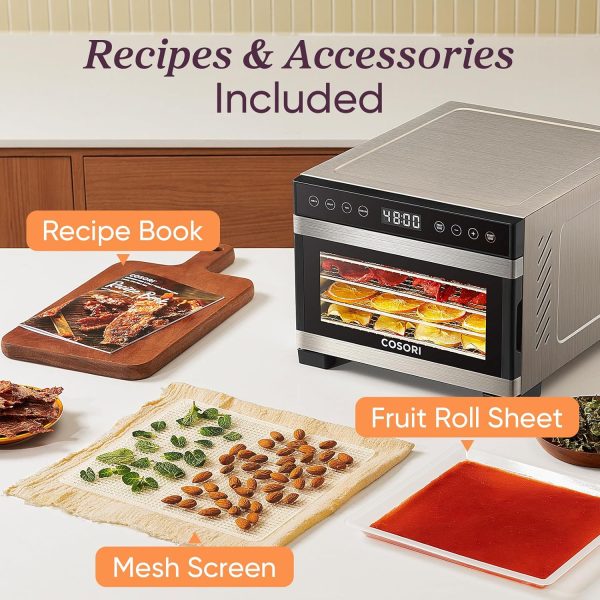 COSORI Food Dehydrator, Bigger Than 7 Trays With Large 6.5" Drying Space, 600W Power Saves More Time Than 480W, 165°F Dehydrated Dryer for Jerky, Dog Treats, Herbs, Meat, Fruit, and Yogurt, Silver - Image 21