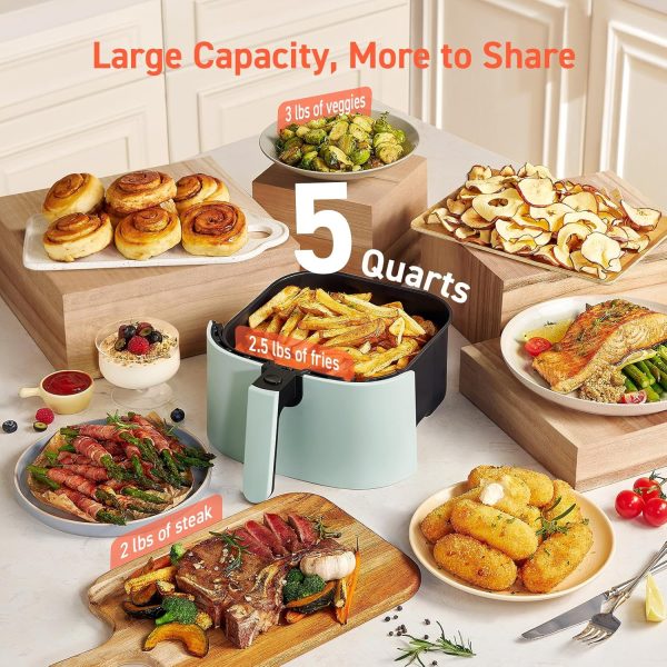 COSORI Air Fryer Pro 9-in-1, Compact 5QT, 450℉: Half Time & Chef-Grade Cook, One-Wipe Clean Glass Panel, 130+ In-App Recipes with Nutritional Info, Nonstick & Dishwasher-Safe Basket, Gray - Image 9