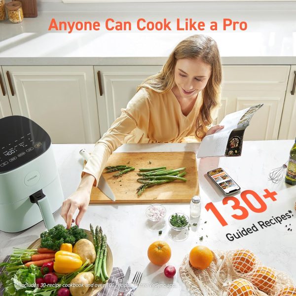 COSORI Air Fryer Pro 9-in-1, Compact 5QT, 450℉: Half Time & Chef-Grade Cook, One-Wipe Clean Glass Panel, 130+ In-App Recipes with Nutritional Info, Nonstick & Dishwasher-Safe Basket, Gray - Image 12