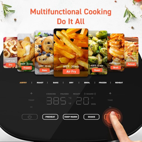 COSORI Air Fryer Pro 9-in-1, Compact 5QT, 450℉: Half Time & Chef-Grade Cook, One-Wipe Clean Glass Panel, 130+ In-App Recipes with Nutritional Info, Nonstick & Dishwasher-Safe Basket, Gray - Image 17