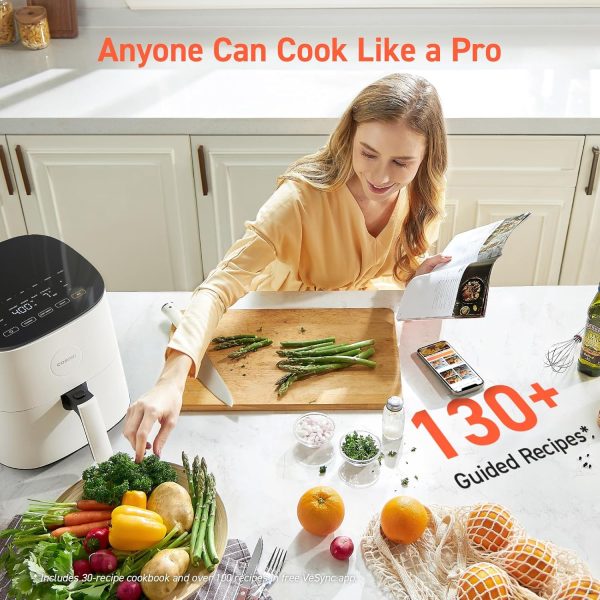 COSORI Air Fryer Pro 9-in-1, Compact 5QT, 450℉: Half Time & Chef-Grade Cook, One-Wipe Clean Glass Panel, 130+ In-App Recipes with Nutritional Info, Nonstick & Dishwasher-Safe Basket, Gray - Image 19