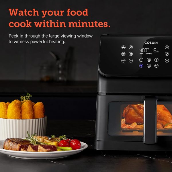 COSORI Clear Window Air Fryer, 6.5 Quart Large Compact Airfryer, 12 One-Touch Savable Custom Functions, Cookbooks and Online Recipes, Nonstick and Dishwasher-Safe - Image 2