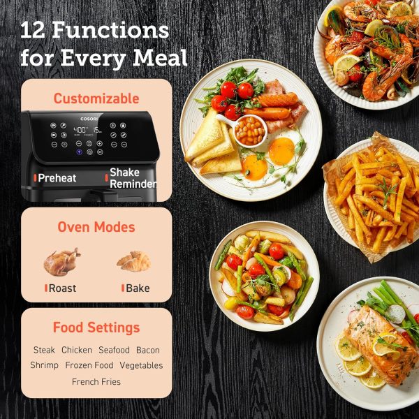 COSORI Clear Window Air Fryer, 6.5 Quart Large Compact Airfryer, 12 One-Touch Savable Custom Functions, Cookbooks and Online Recipes, Nonstick and Dishwasher-Safe - Image 3
