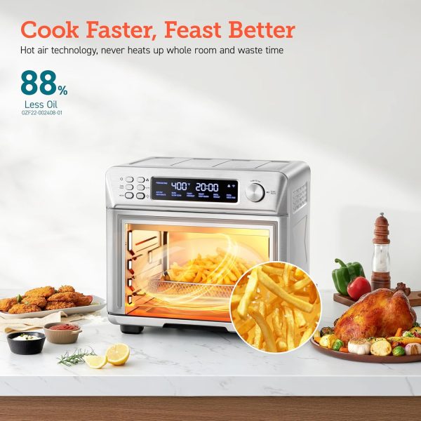 COSORI Air Fryer Toaster Oven Combo, Smart 12-in-1 Airfryer Sous Vide Convection Oven Countertop, Bake, Roast, Reheat, Broil, Dehydrate, 94 Recipes & 3 Accessories, 26QT, Silver, Stainless Steel - Image 2
