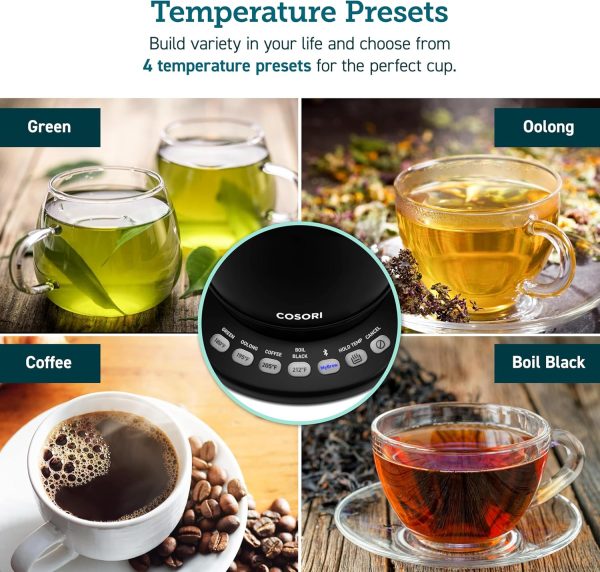 COSORI Electric Gooseneck Kettle with 5 Temperature Control Presets, Pour Over Kettle for Coffee & Tea, Hot Water Boiler, 100% Stainless Steel Inner Lid & Bottom, 1200W/0.8L - Image 9