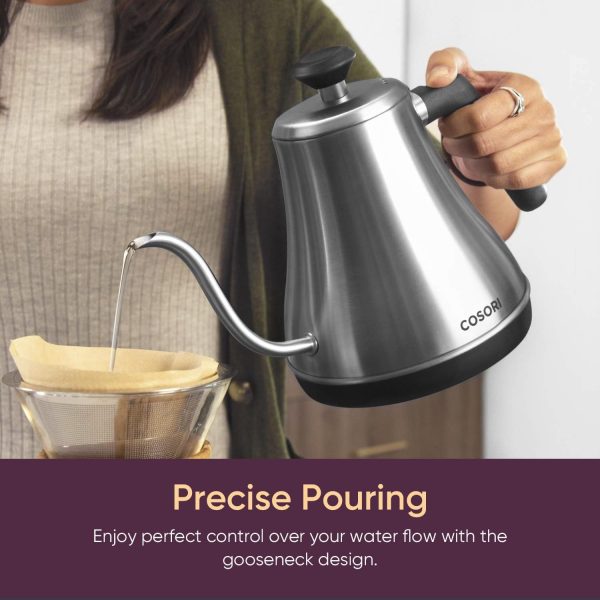 COSORI Electric Gooseneck Kettle with 5 Temperature Control Presets, Pour Over Kettle for Coffee & Tea, Hot Water Boiler, 100% Stainless Steel Inner Lid & Bottom, 1200W/0.8L - Image 19