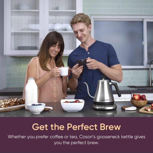 COSORI Electric Gooseneck Kettle with 5 Temperature Control Presets, Pour Over Kettle for Coffee & Tea, Hot Water Boiler, 100% Stainless Steel Inner Lid & Bottom, 1200W/0.8L - Image 20